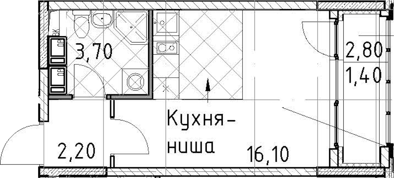Квартира студия 23.4 м², 8/13 эт., ЖК «Тайм Сквер»